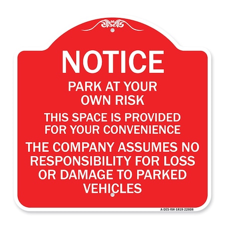 Signmission This Space Is Provided for Your Convenience the Company Assumes No Responsibility for, RW-1818-22808 A-DES-RW-1818-22808